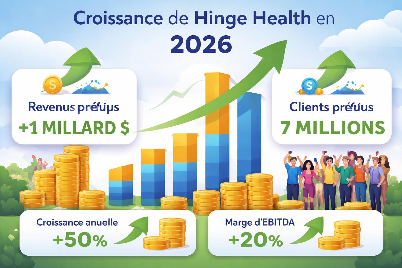 hinge health dépasse largement ses objectifs de chiffre d'affaires, entraînant une hausse spectaculaire de sa valorisation sur le marché.