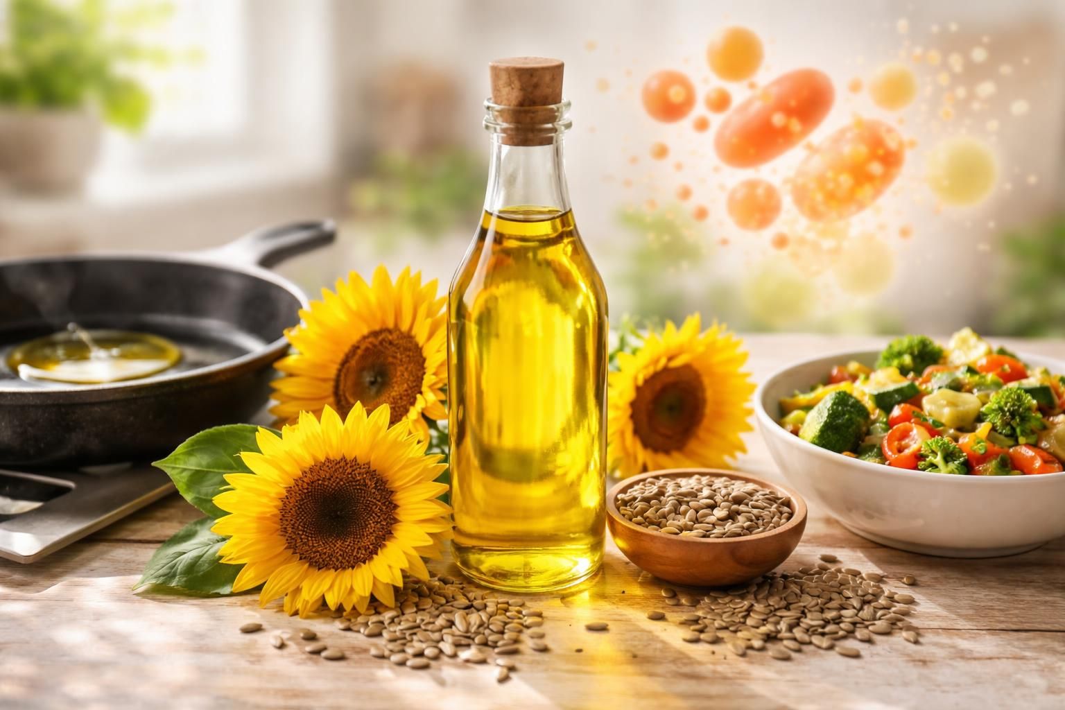 découvrez les bienfaits et les risques de l'huile de tournesol pour la santé, ses utilisations en cuisson, et son impact sur le cholestérol.