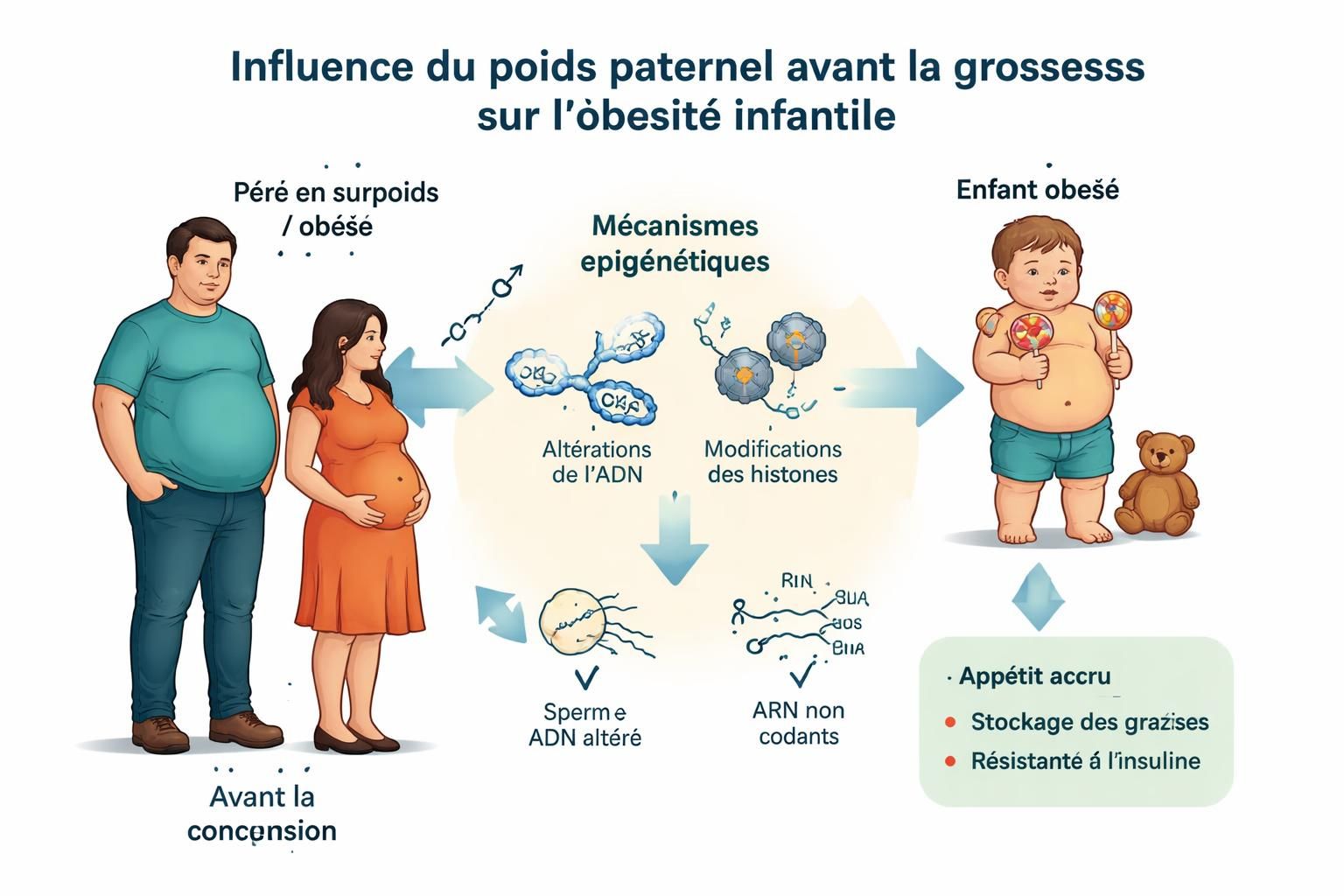 découvrez comment le poids du père avant la grossesse influence le risque d'obésité infantile et la santé future de l'enfant, selon les résultats d'une récente étude.
